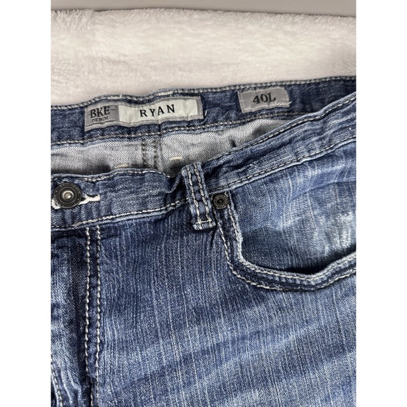 BKE Ryan Men's Jeans 40x33 Straight Leg Denim Dark Wash Whiskered - Picture 3 of 13